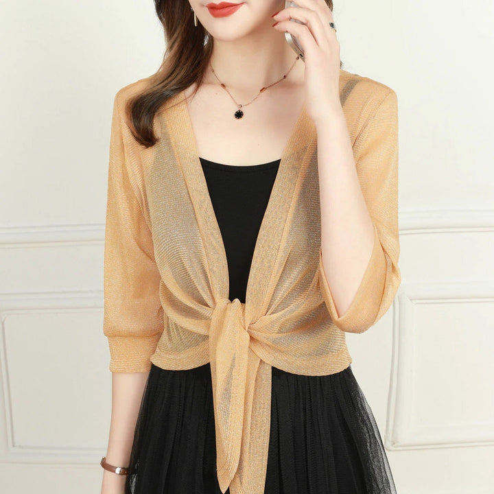 Luna | Damen Kimono Bluse zum Binden, offene Strickjacke Sommer