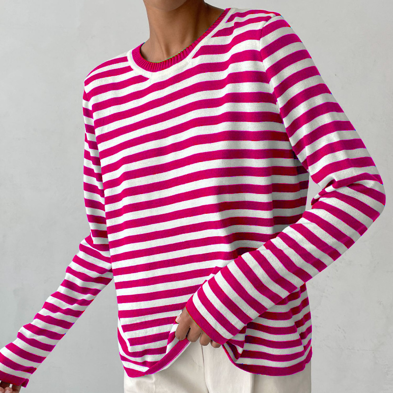 Kerza | Damen Gestreifter pullover Langarm Rundhals