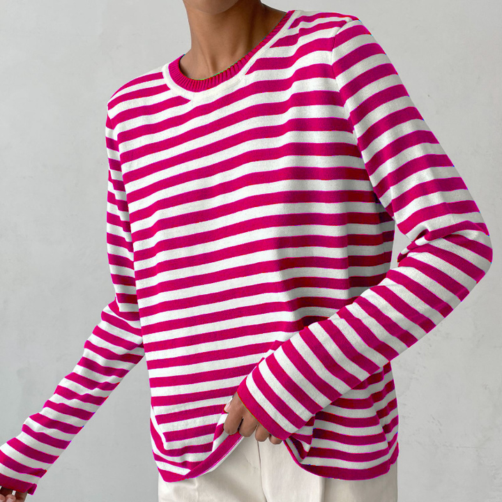 Kerza | Damen Gestreifter pullover Langarm Rundhals