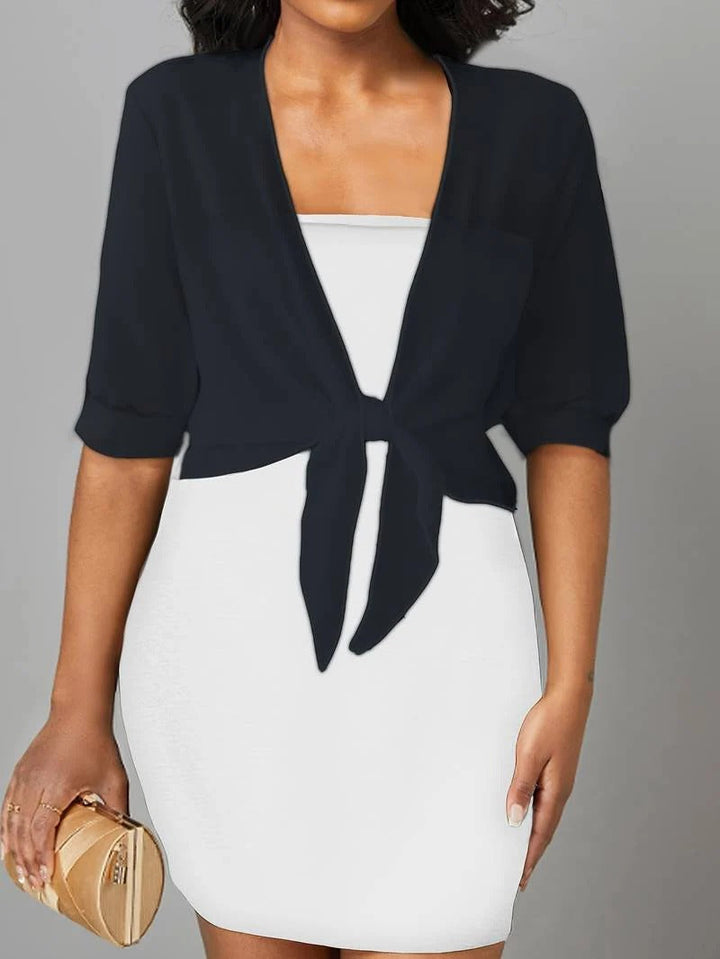 Luna | Damen Kimono Bluse zum Binden, offene Strickjacke Sommer