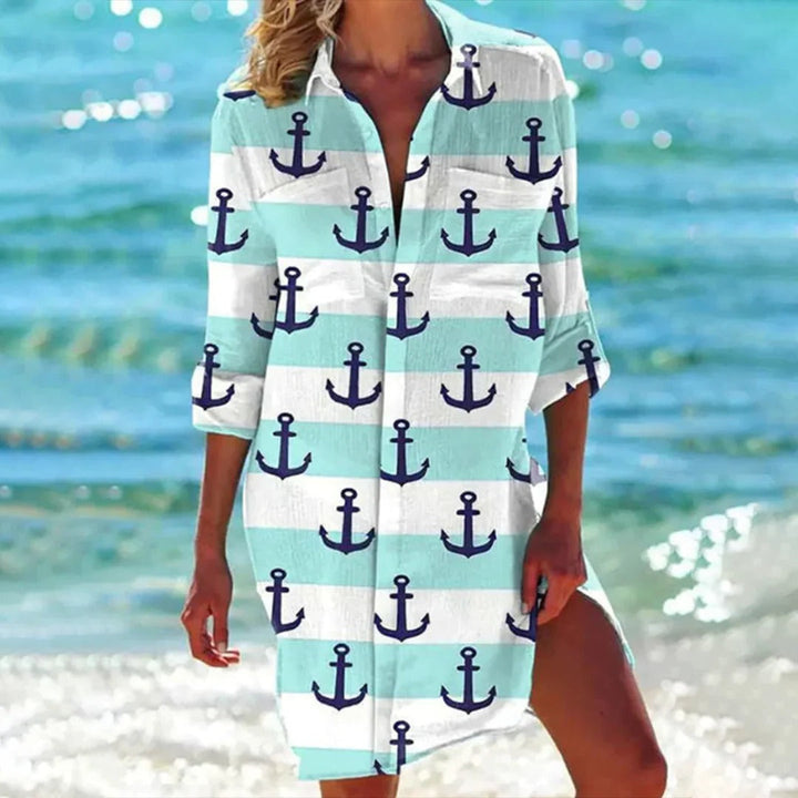 Tropica | Damen Strandhemd mit Tropenprint, Kurzkleid Sommer bunt