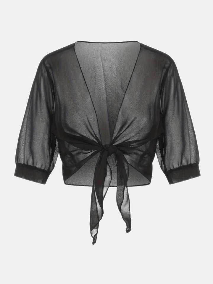 Luna | Damen Kimono Bluse zum Binden, offene Strickjacke Sommer