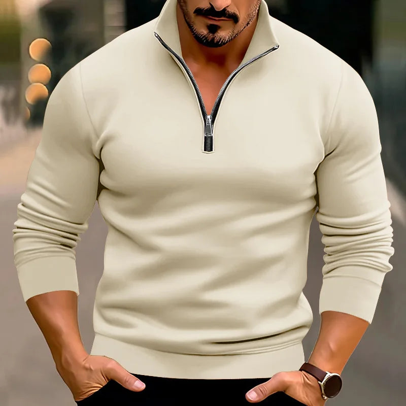 Jekie | Herren Sweatshirt Half-Zip Stehkragen Langarm