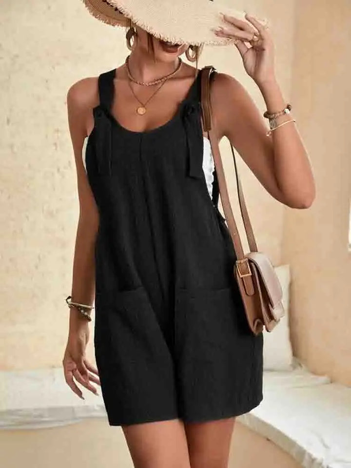 Zoe | Damen Kurz-Overall Ärmellos Träger Schleife Sommer