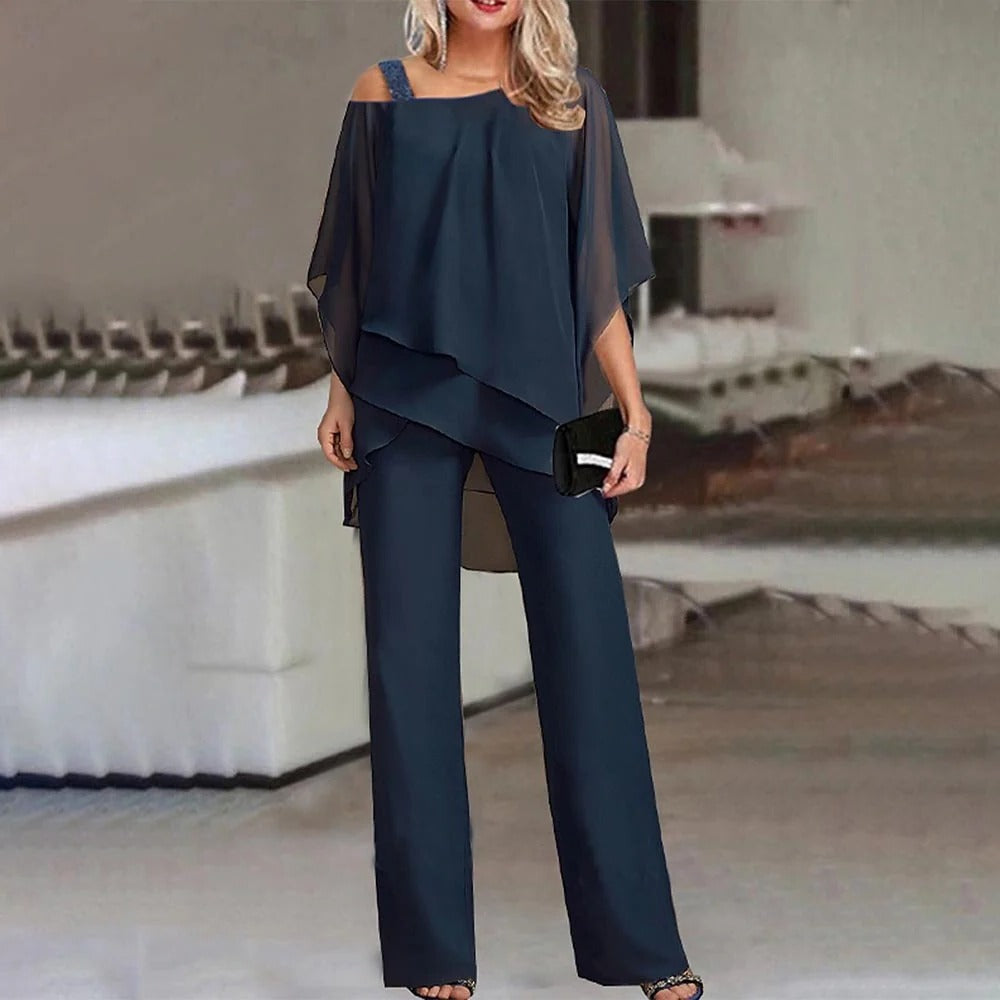 Valeria | Damen Jumpsuit weites Bein, schulterfreier Overall elegant