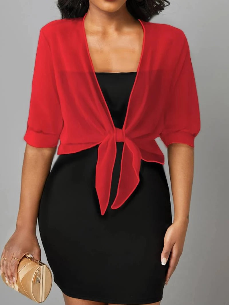 Luna | Damen Kimono Bluse zum Binden, offene Strickjacke Sommer