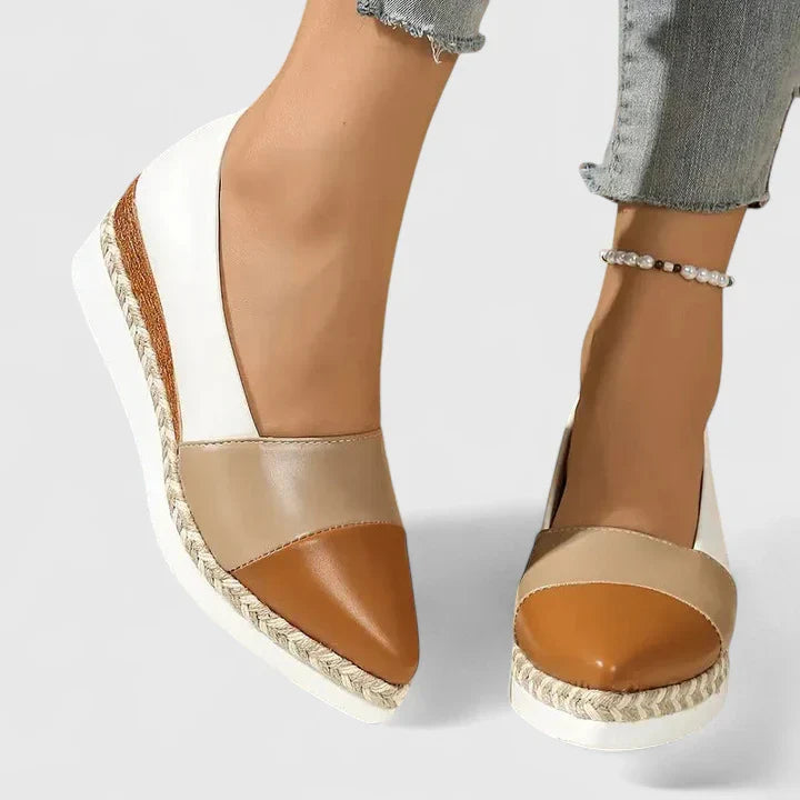 Goldie | Damen Espadrilles Keilsohle Metallic Slip-On Loafer Sommerschuhe