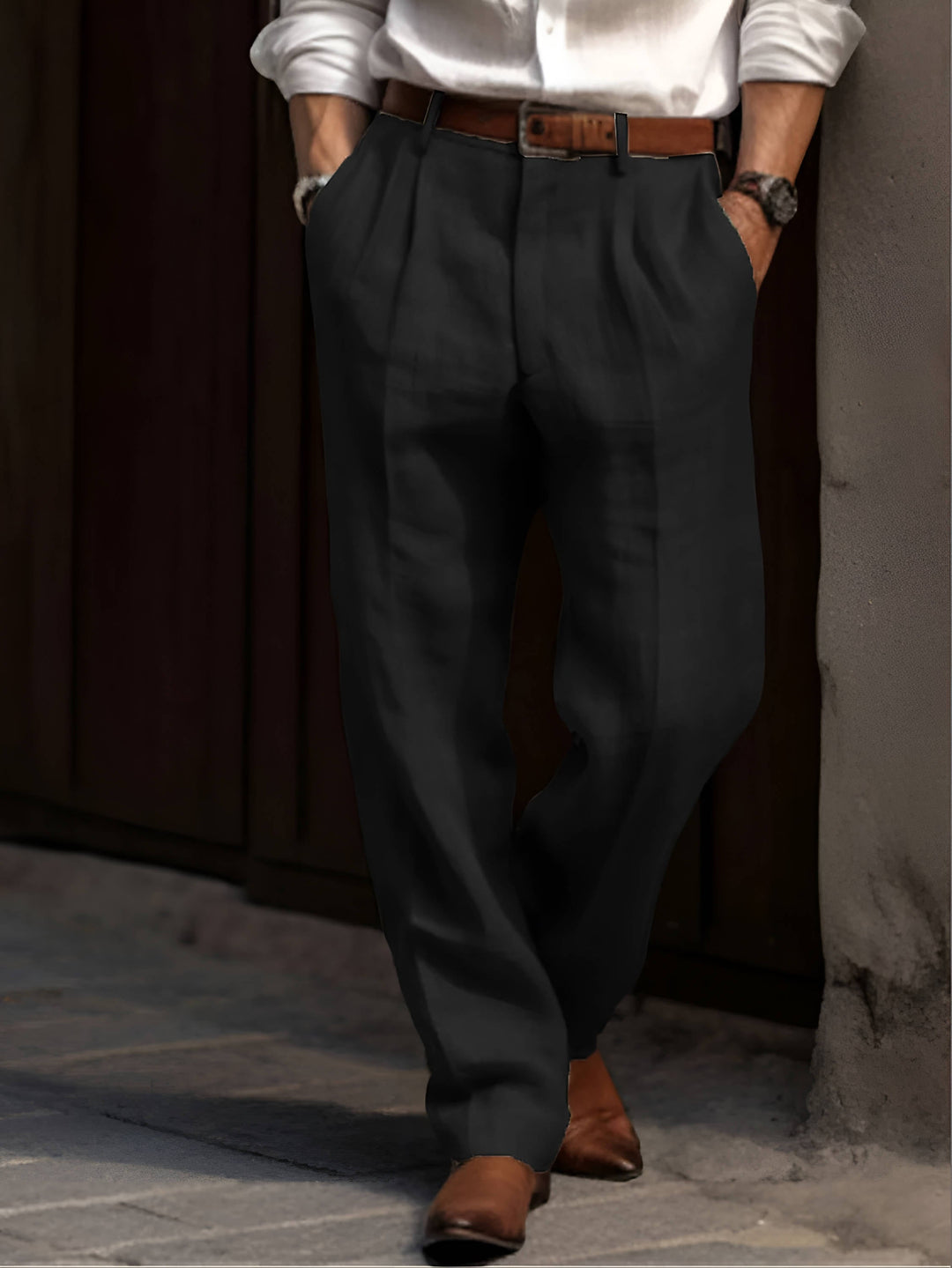 Rafael | Herren Hose mit Bundfalten, leichte Sommerhose lang