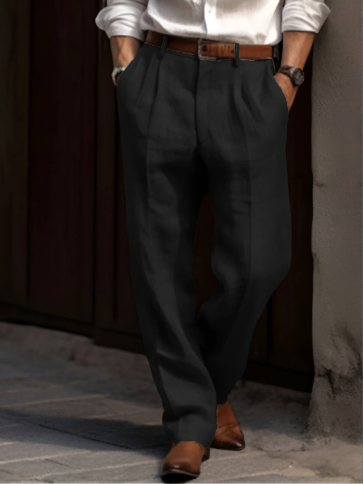 Rafael | Herren Hose mit Bundfalten, leichte Sommerhose lang
