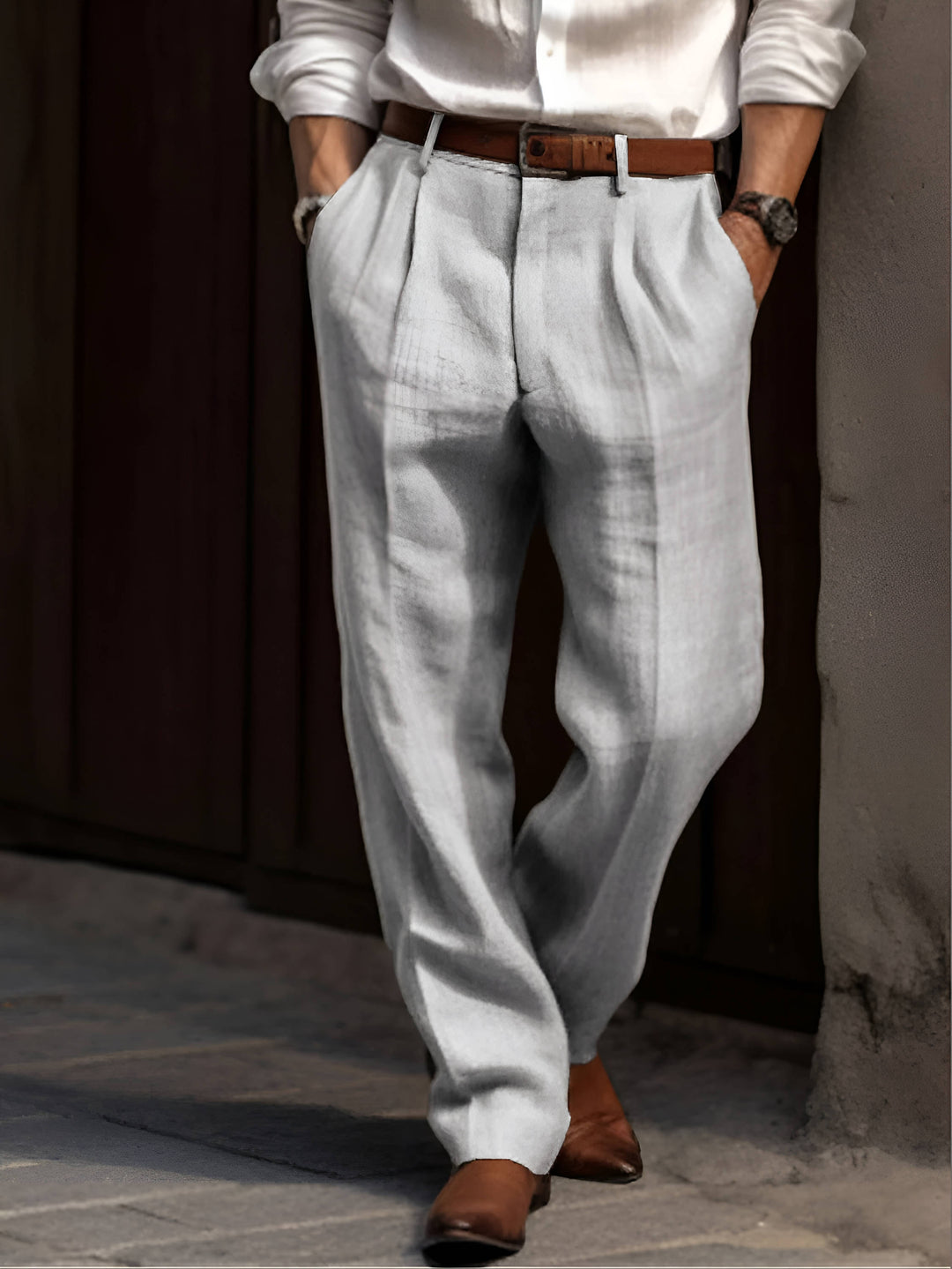 Rafael | Herren Hose mit Bundfalten, leichte Sommerhose lang