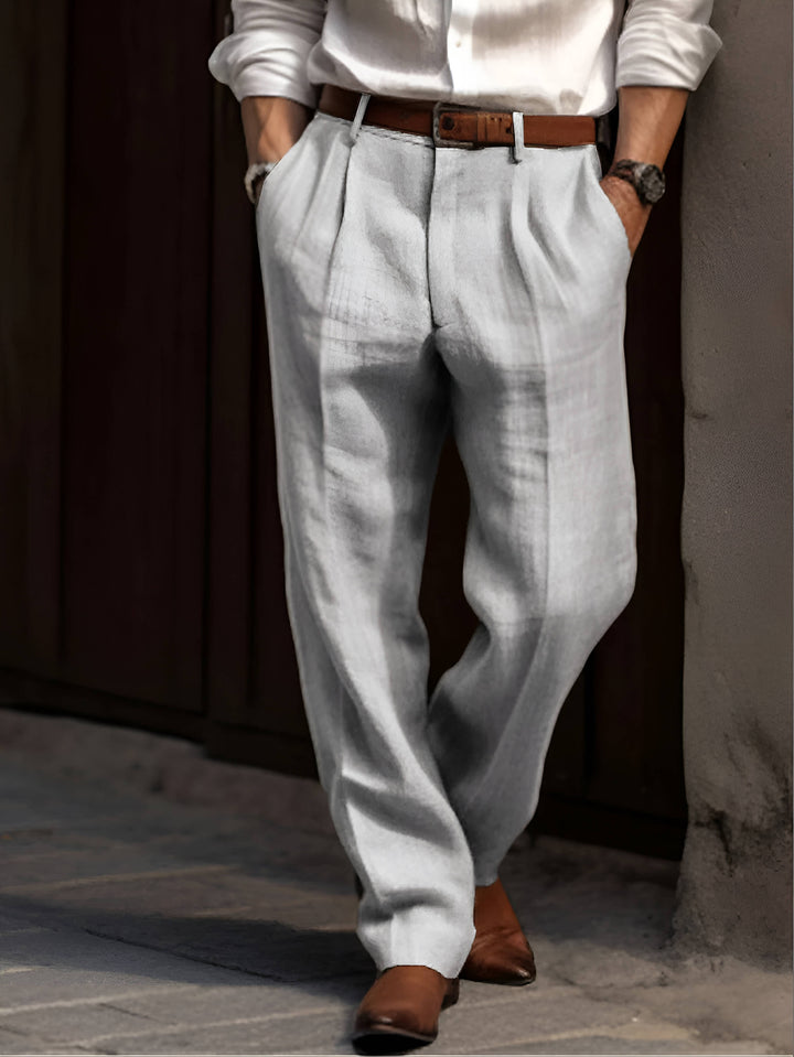 Rafael | Herren Hose mit Bundfalten, leichte Sommerhose lang