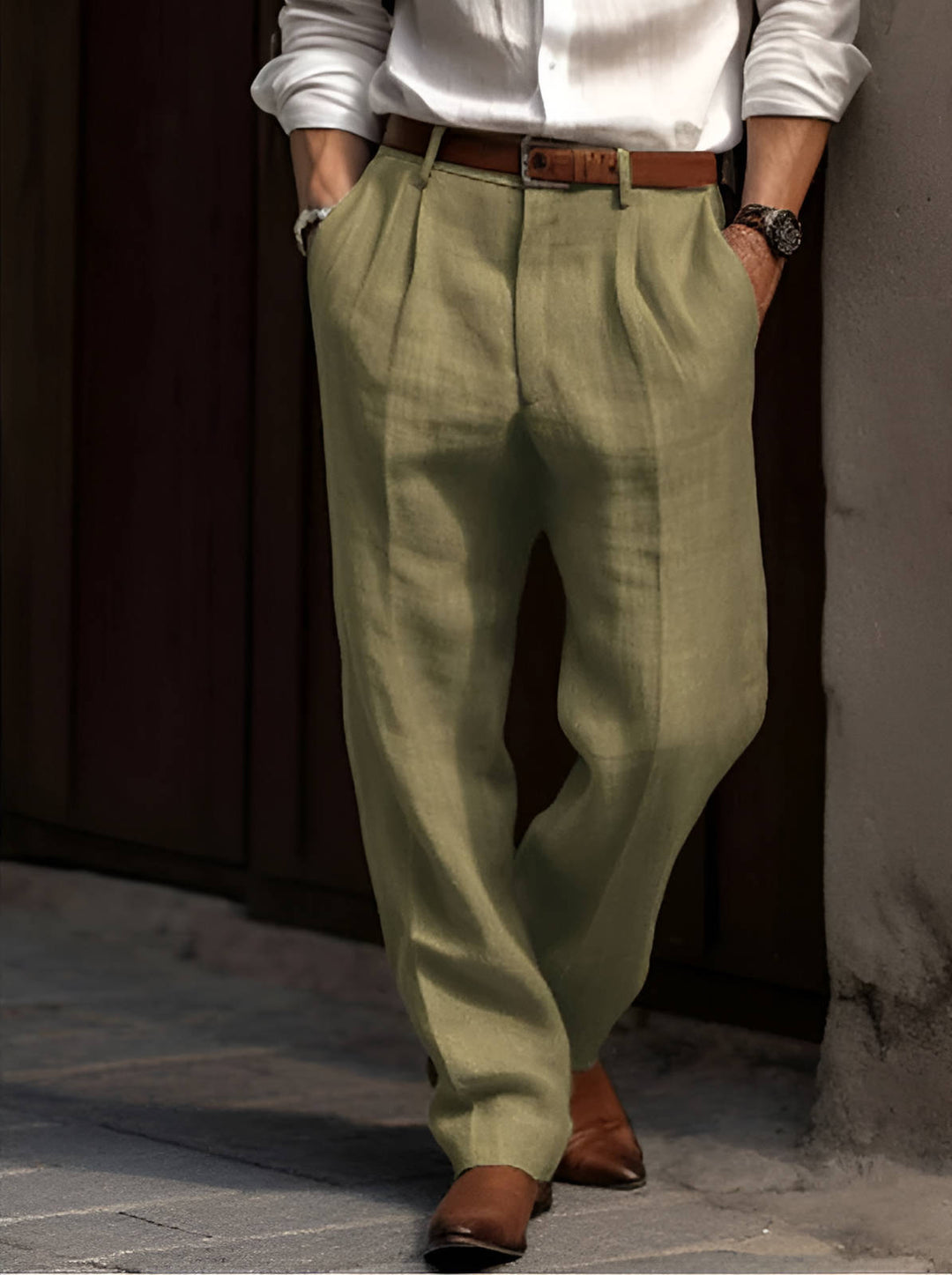 Rafael | Herren Hose mit Bundfalten, leichte Sommerhose lang