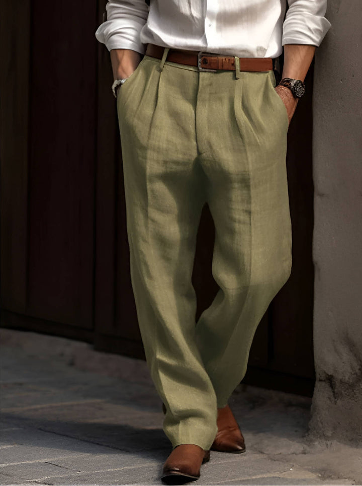 Rafael | Herren Hose mit Bundfalten, leichte Sommerhose lang
