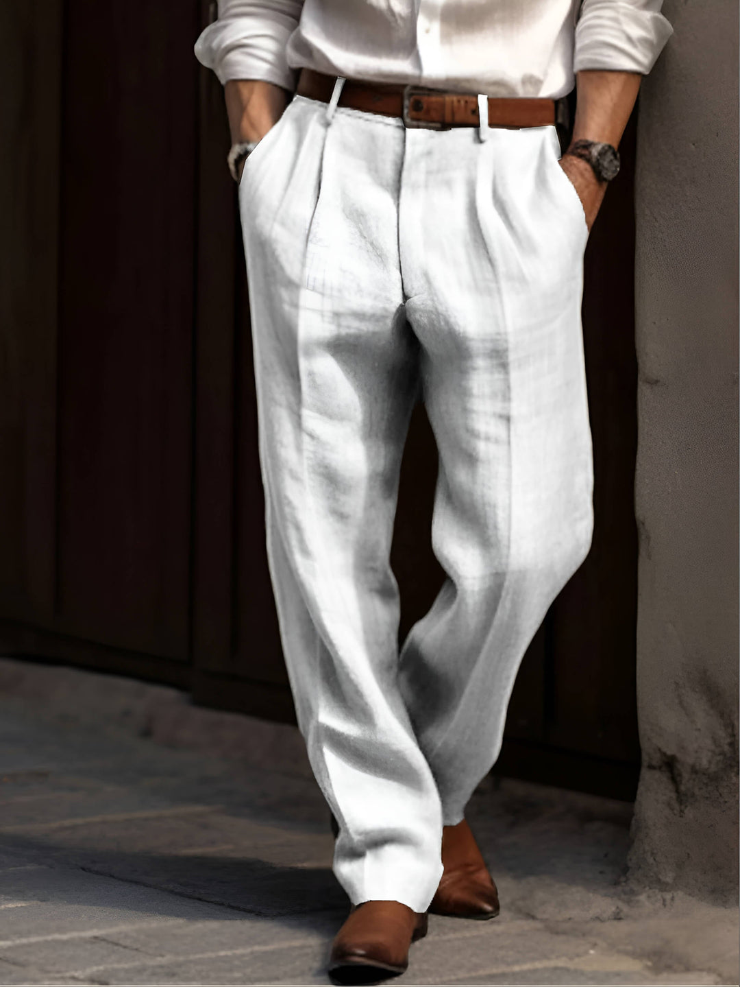 Rafael | Herren Hose mit Bundfalten, leichte Sommerhose lang