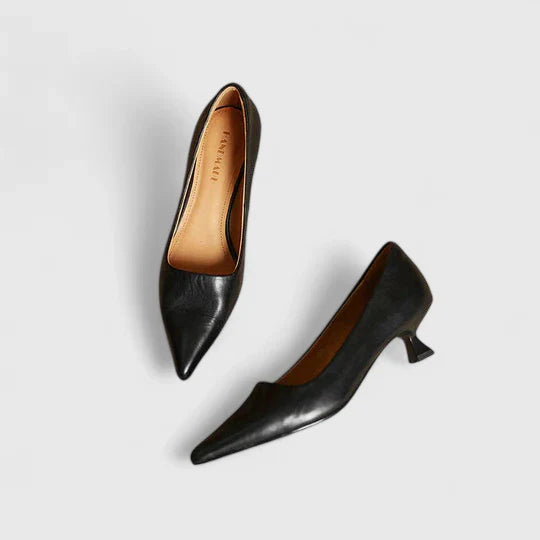 Rassy | Damen Pumps Spitze Zehenpartie Kitten Heel Elegant
