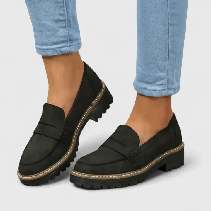 Vera | Damen Plateau Loafer mit Profilsohle Slip-On