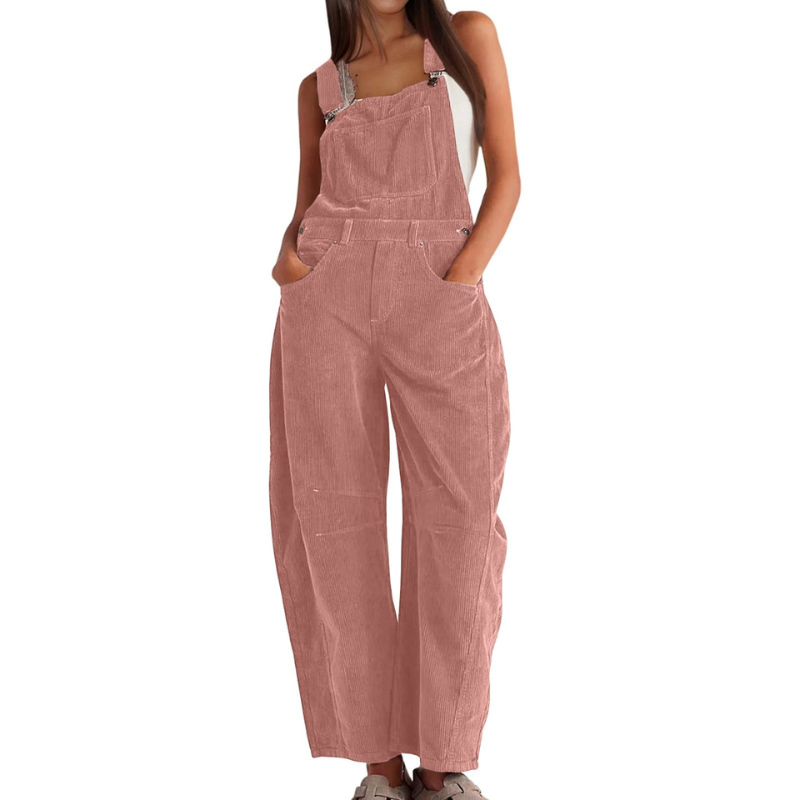 Imogen | Damen Latzhose Overall mit Weitem Bein - Pink - Image 1