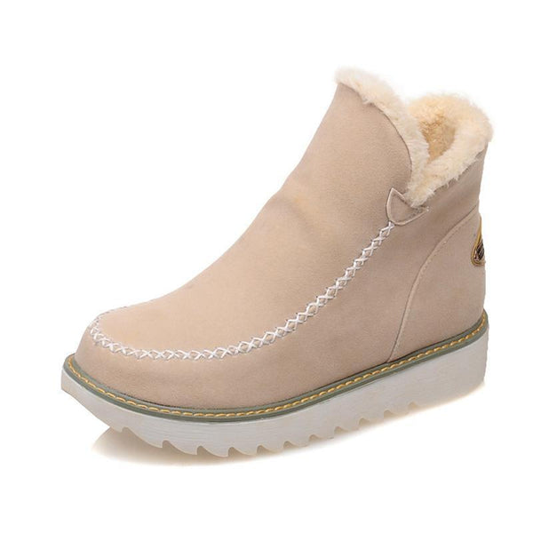 Britta | Damen-Winterstiefeletten mit Fellbesatz, flach, warm
