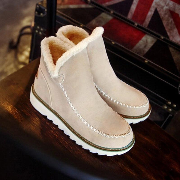 Britta | Damen-Winterstiefeletten mit Fellbesatz, flach, warm