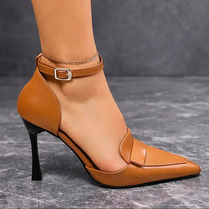 Ingeborg | Damen Spitze Absatzschuhe mit Knöchelriemen - Brown - Image 2