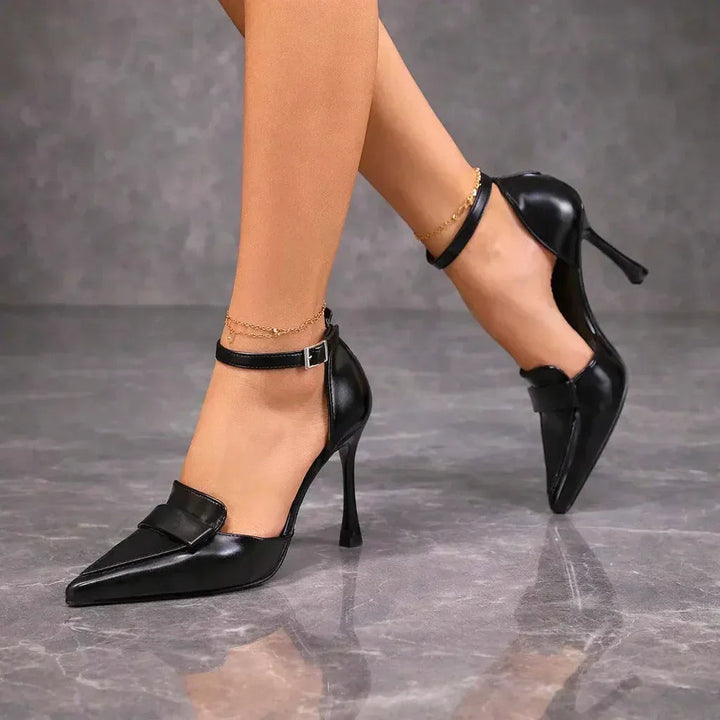 Ingeborg | Damen Spitze Absatzschuhe mit Knöchelriemen - Brown - Image 4