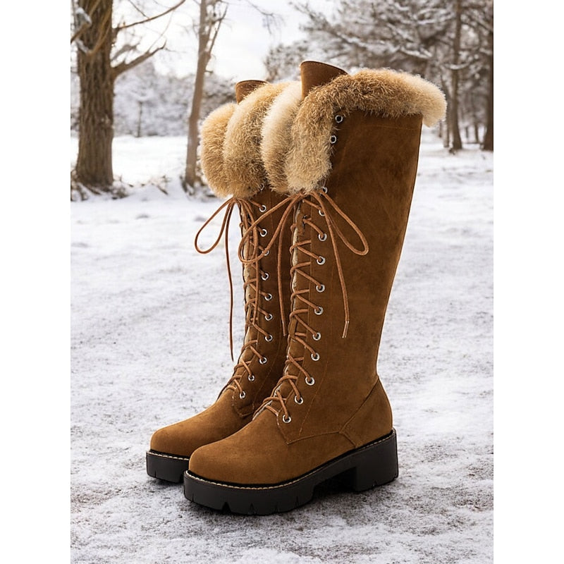 Ingmara | Damen Wasserdichte Winterstiefel Kniehoch - Camel - Image 1