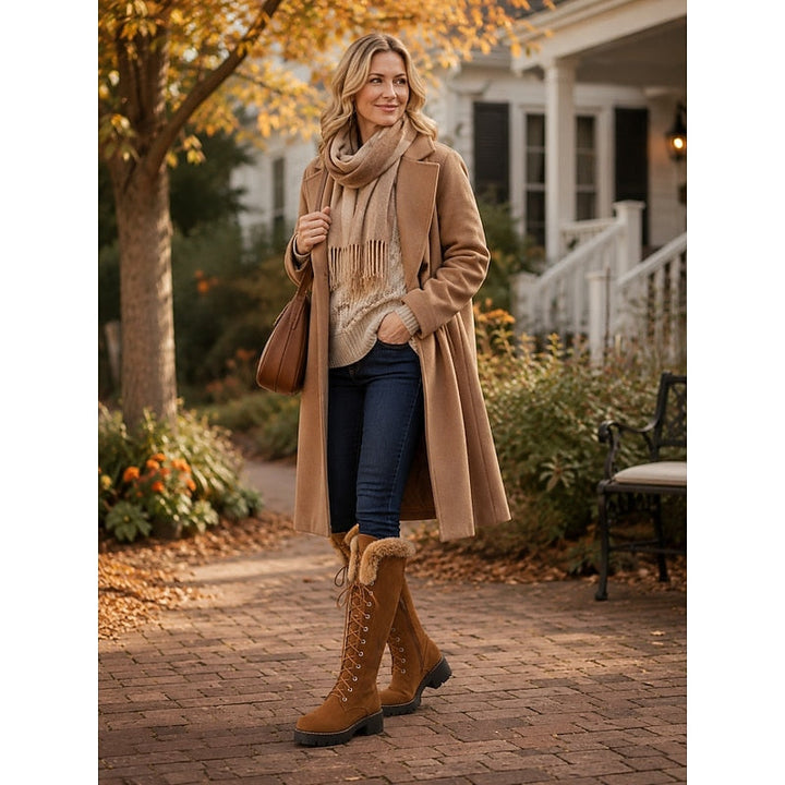 Ingmara | Damen Wasserdichte Winterstiefel Kniehoch - Camel - Image 7