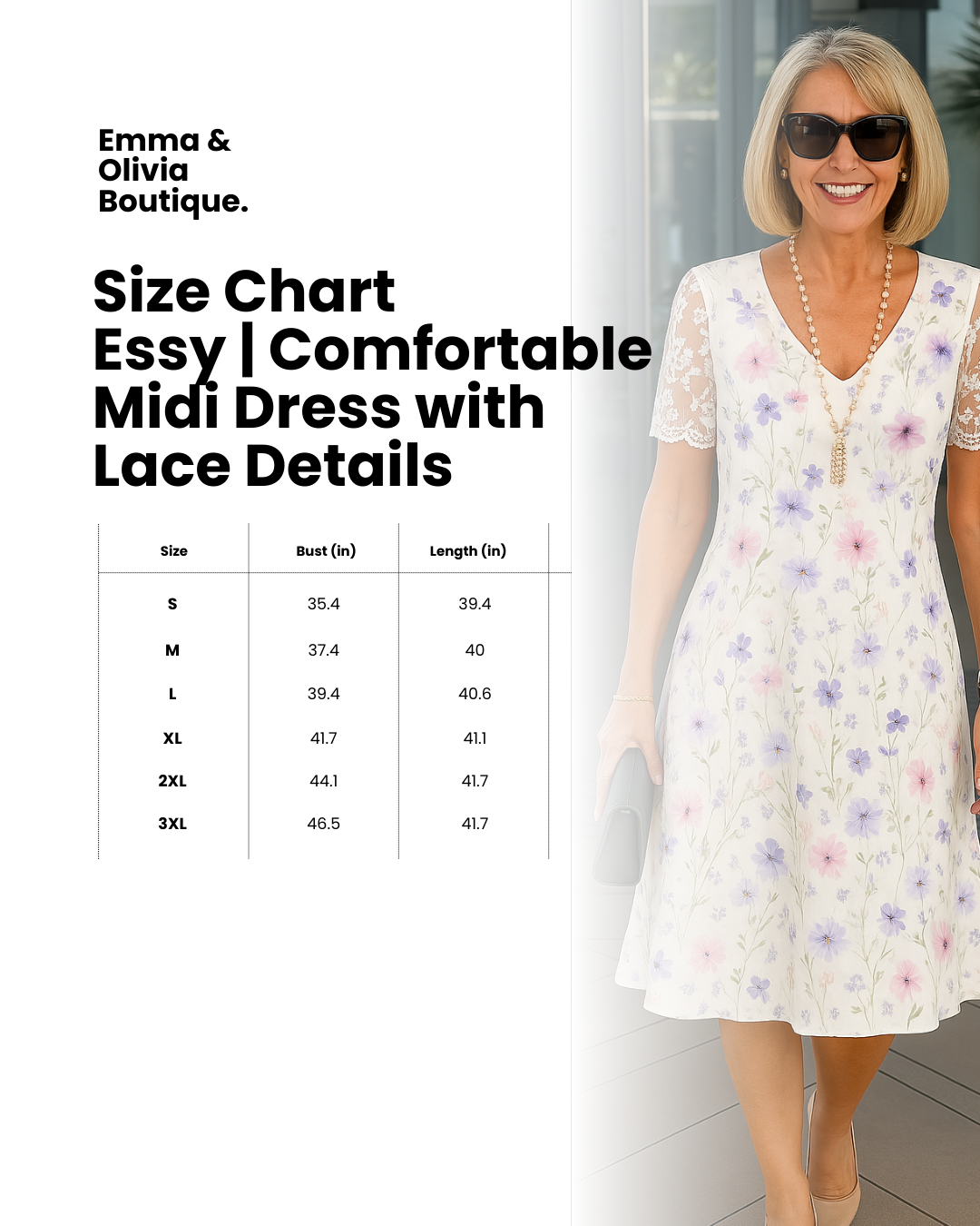 Ingrid | Damen Geblümtes V-Ausschnitt Midikleid - Floral - Image 5