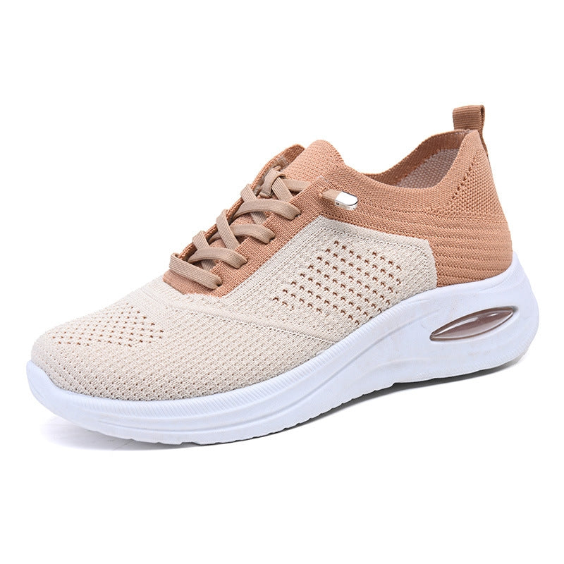 Ingrid | Damen Plateau Sneaker mit Schnürung - Beige - Image 2