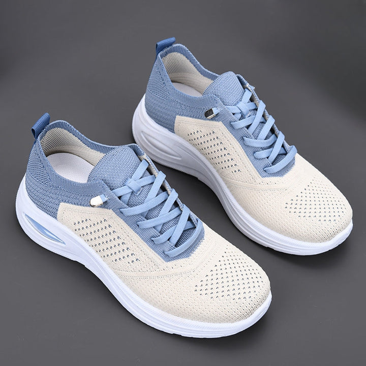 Ingrid | Damen Plateau Sneaker mit Schnürung - Beige - Image 3
