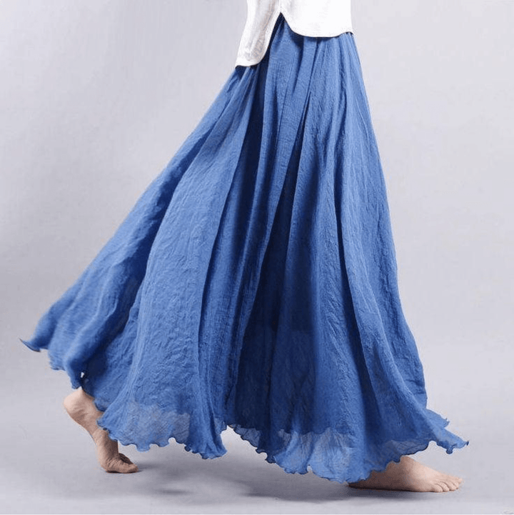 Ingrid | Damen Weit Schwingender Maxirock Elastischer Bund - Coral - Image 2