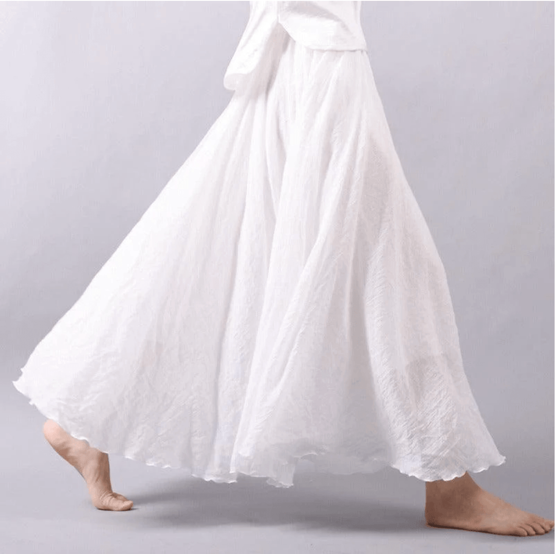 Ingrid | Damen Weit Schwingender Maxirock Elastischer Bund - Coral - Image 3
