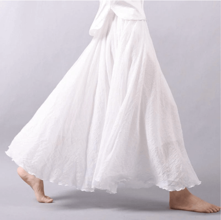 Ingrid | Damen Weit Schwingender Maxirock Elastischer Bund - Coral - Image 3