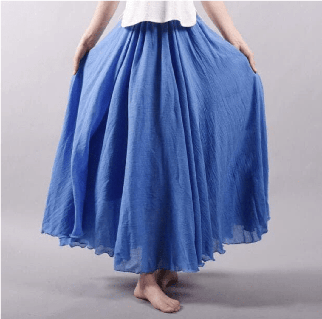 Ingrid | Damen Weit Schwingender Maxirock Elastischer Bund - Coral - Image 4