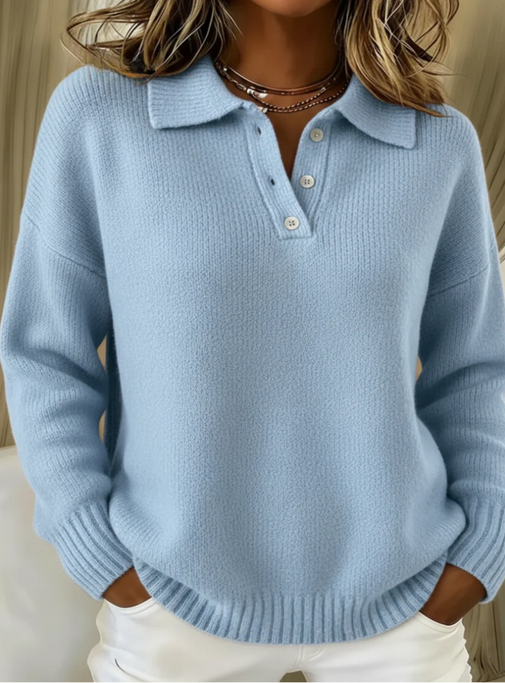 Ingrun | Damen Strickpullover mit Polokragen - Red - Image 2