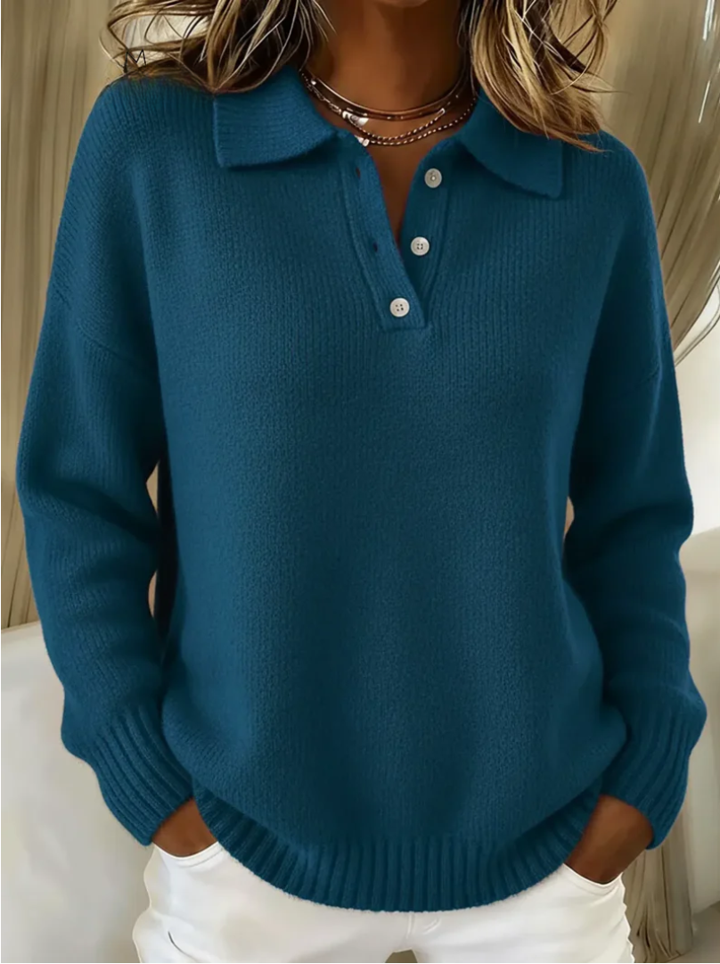 Ingrun | Damen Strickpullover mit Polokragen - Red - Image 3