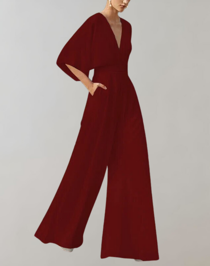 Iolanthe | Damen Wide Leg V-Ausschnitt Jumpsuit - White - Image 5