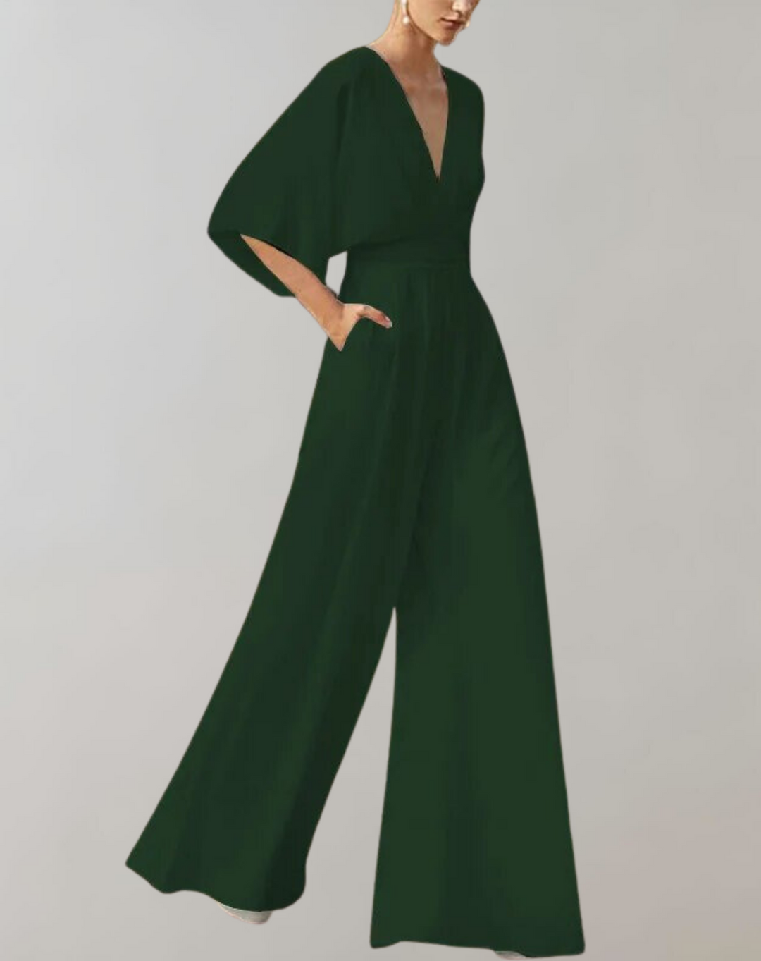 Iolanthe | Damen Wide Leg V-Ausschnitt Jumpsuit - White - Image 6
