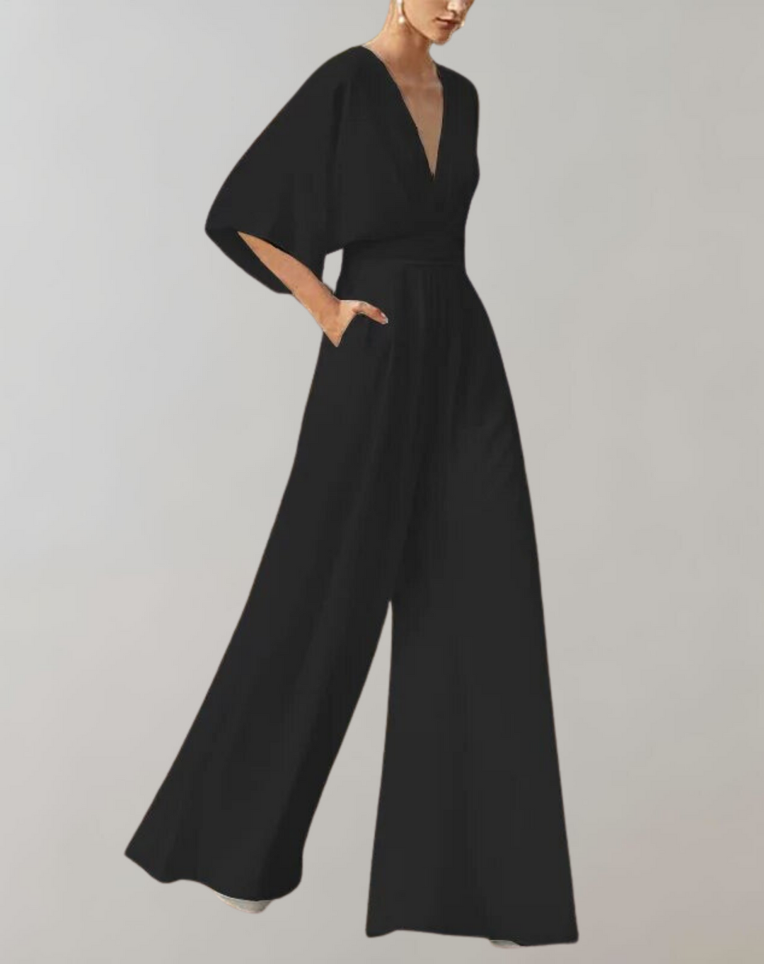 Iolanthe | Damen Wide Leg V-Ausschnitt Jumpsuit - White - Image 7