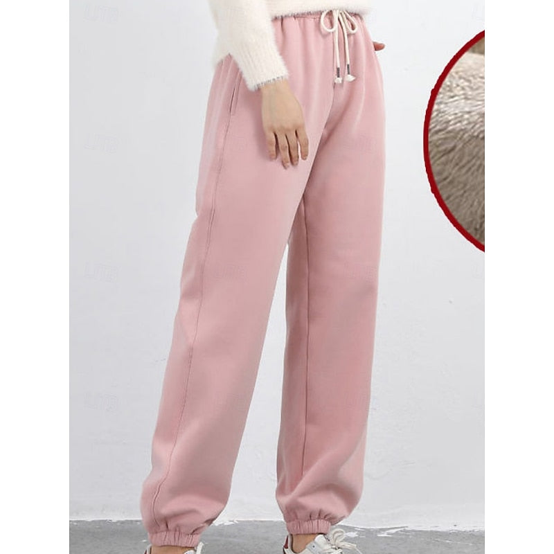 Sylvara | Damen Gefütterte Jogginghose High-Waist - Pink - Image 1