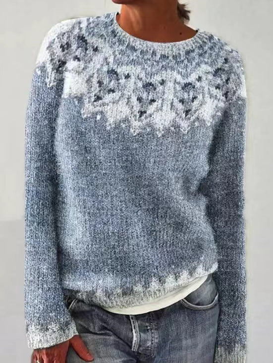 Irmela | Damen Strickpullover Nordisches Muster - Grey - Image 2