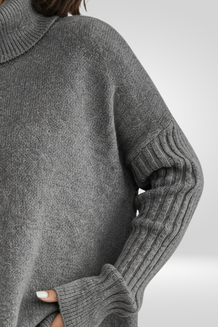 Irmtraud | Damen Rollkragenpullover Oversized Strickpullover - Beige - Image 13