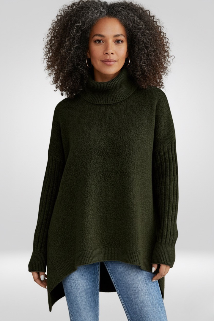 Irmtraud | Damen Rollkragenpullover Oversized Strickpullover - Beige - Image 14