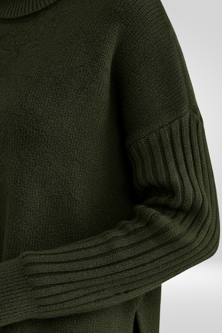 Irmtraud | Damen Rollkragenpullover Oversized Strickpullover - Beige - Image 17
