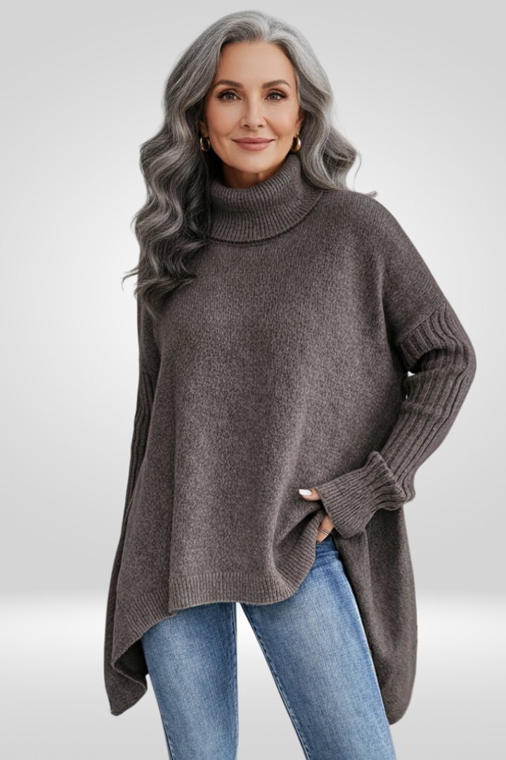 Irmtraud | Damen Rollkragenpullover Oversized Strickpullover - Beige - Image 18