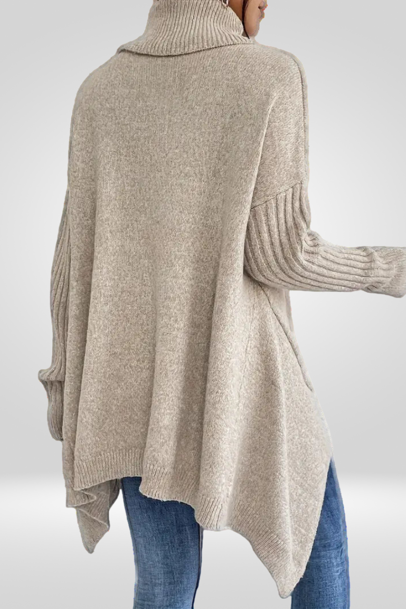 Irmtraud | Damen Rollkragenpullover Oversized Strickpullover - Beige - Image 3