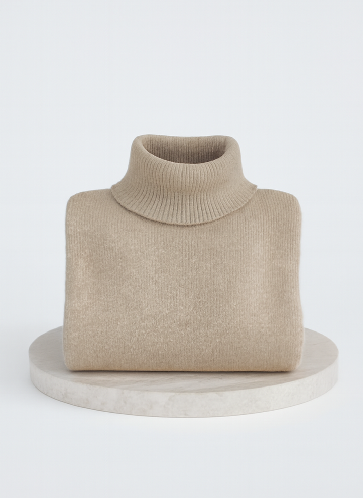 Irmtraud | Damen Rollkragenpullover Oversized Strickpullover - Beige - Image 4