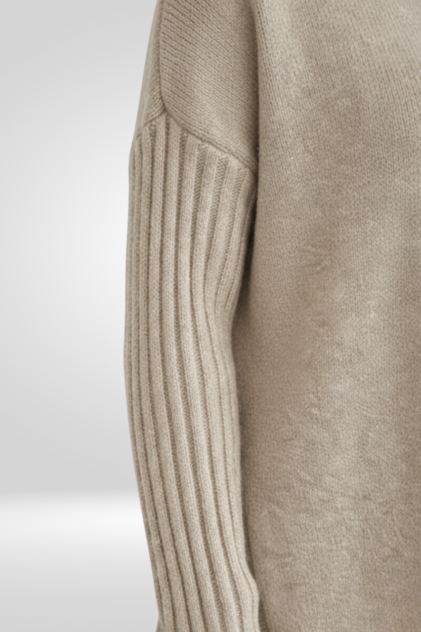 Irmtraud | Damen Rollkragenpullover Oversized Strickpullover - Beige - Image 5