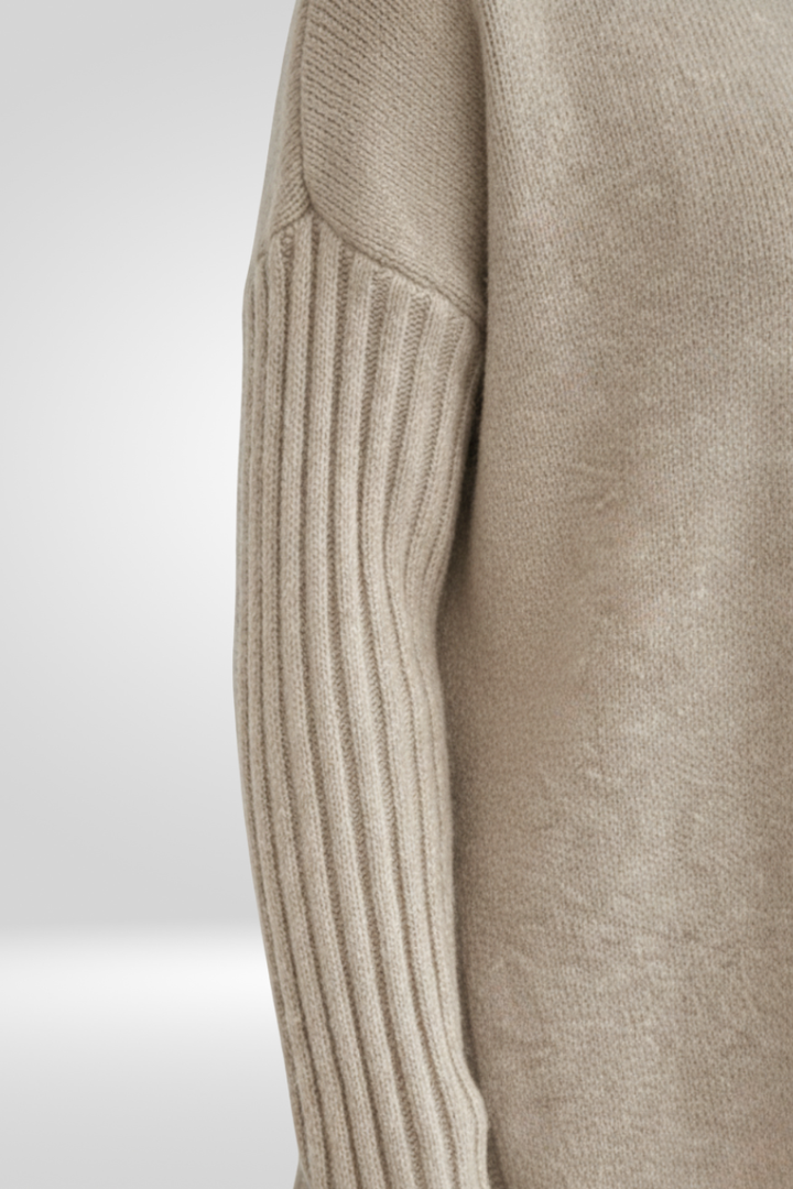 Irmtraud | Damen Rollkragenpullover Oversized Strickpullover - Beige - Image 5