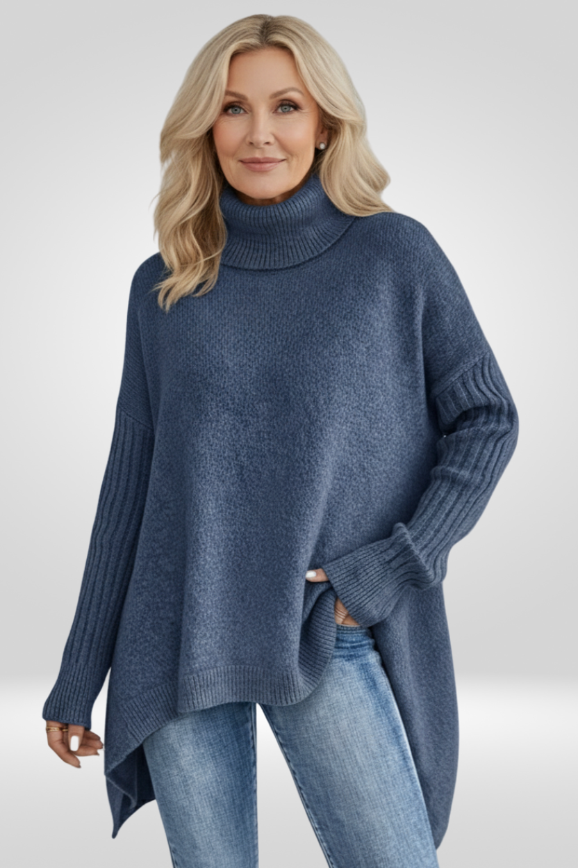 Irmtraud | Damen Rollkragenpullover Oversized Strickpullover - Beige - Image 6